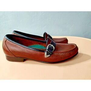 Greg Norman Made in Indonesia Mens Brown Leather Oxford Loafers Shoes Size 9.5 M